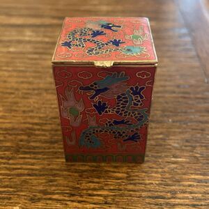 Vintage Chinese Cloisonne Dragon Enamel Trinket Pull Snuff Box Brass Enamel